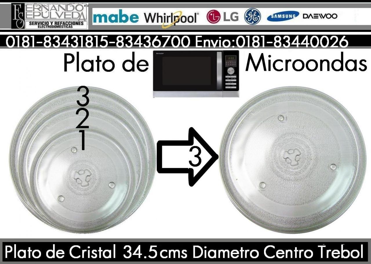 PLATO DE MICROONDAS 34.5 CMS PARA VARIAS MARCAS Y MODELOS Y CUDADOS BASICOS DE SU EQUIPO