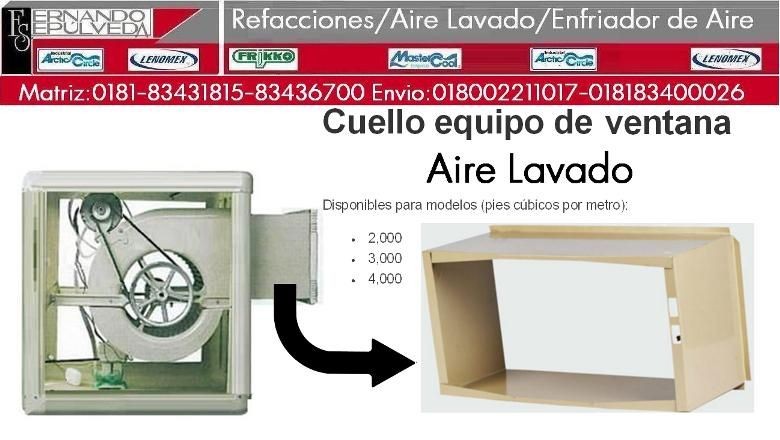CUELLO O DUCTO EQUIPO DE VENTANA AIRE LAVADO O ENFRIADOR DE AIRE.