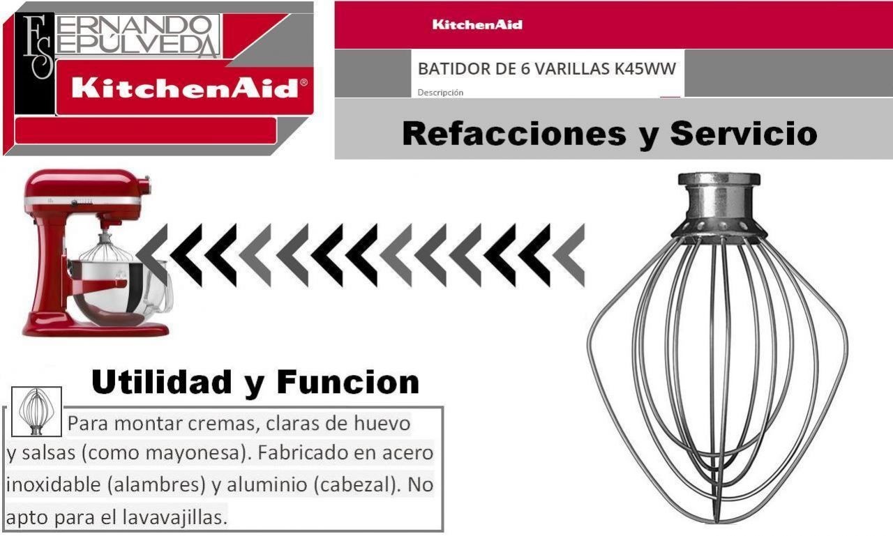 Batidor de 6 Varillas K45WW Batidora kitchenAid