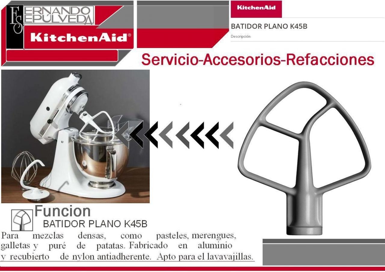 Batidor Plano K45B BATIDORA KITCHENAID